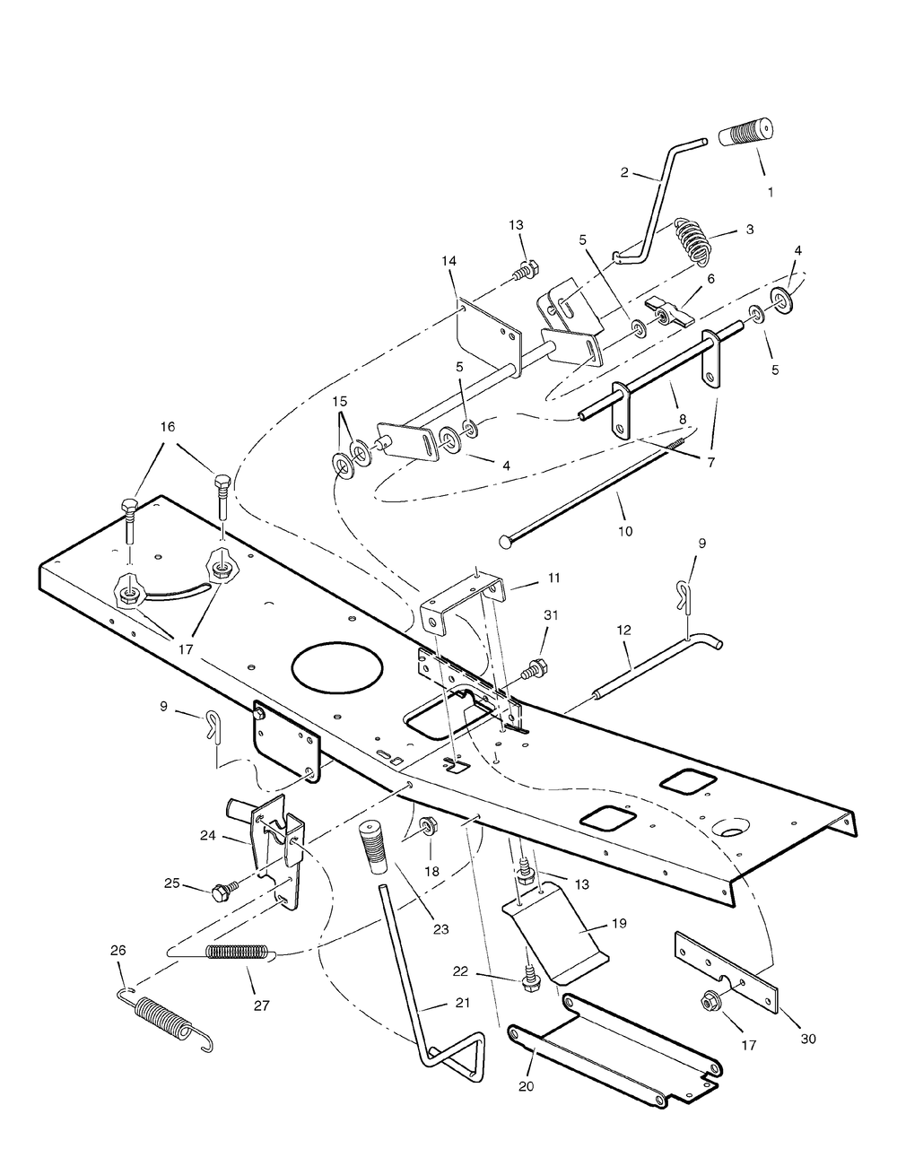 Mower Housing Suspension Diagram and Parts List for 309006X78A 2006 Briggs and Stratton Lawn Tractor